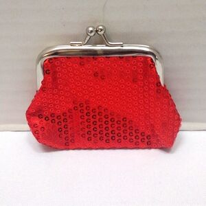Handbag Small Red Sequin Coin Wallet Bag Kiss Lock
